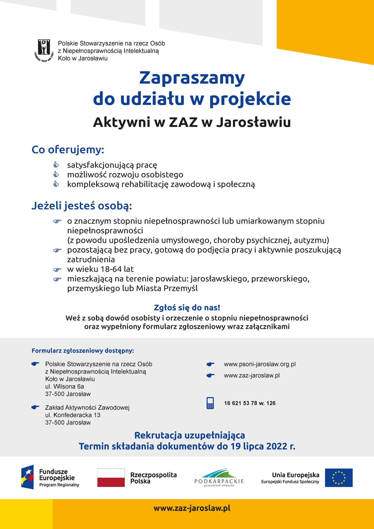 ZAZ EFS Aktywni Rekrutacja Plakat A3 2022