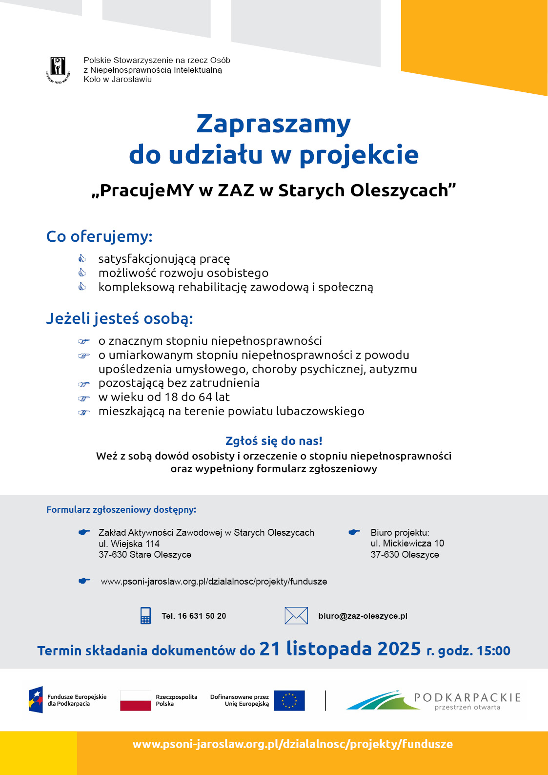 ZAZ Oleszyce pracujeMY w ZAZ 2025 Plakat A3