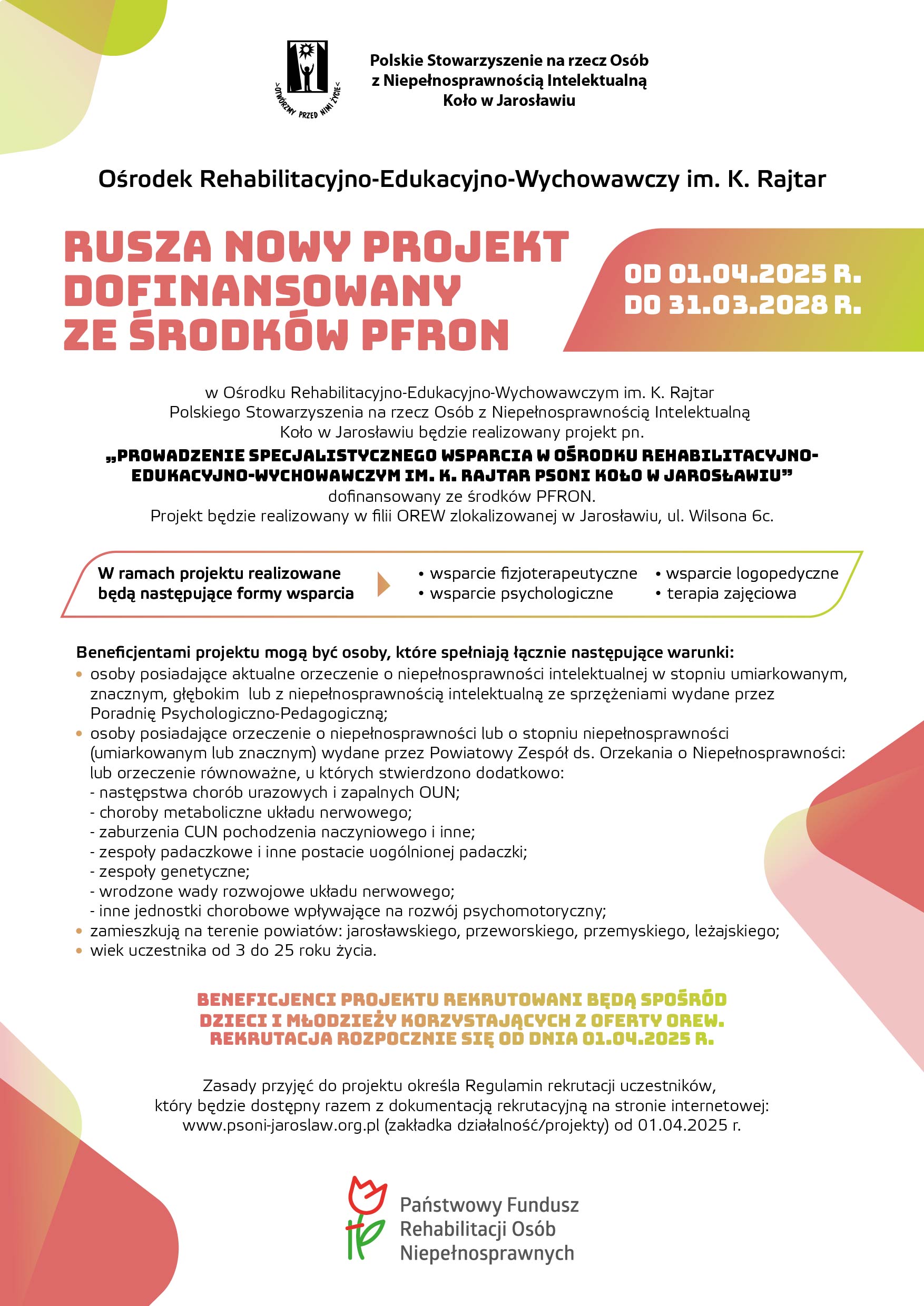 OREW rekrutacja 2025 PFRON plakat A3 2